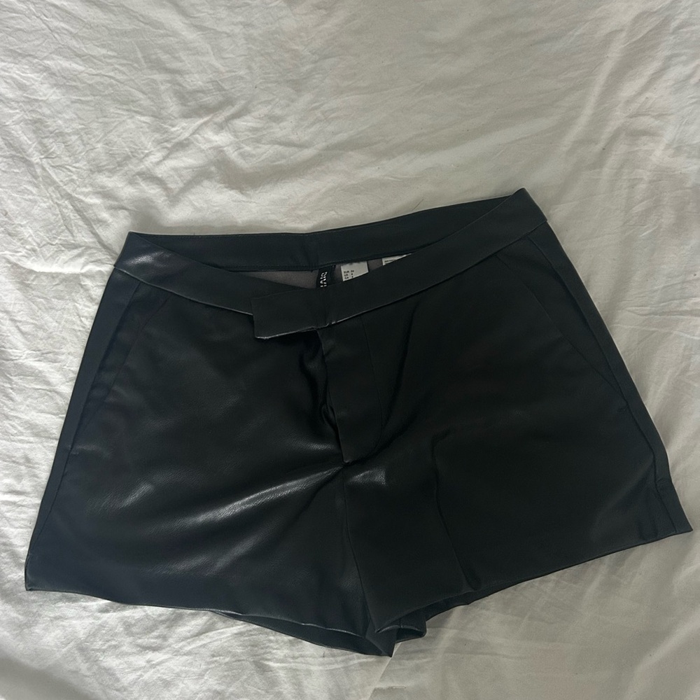 Leather micro mini shorts